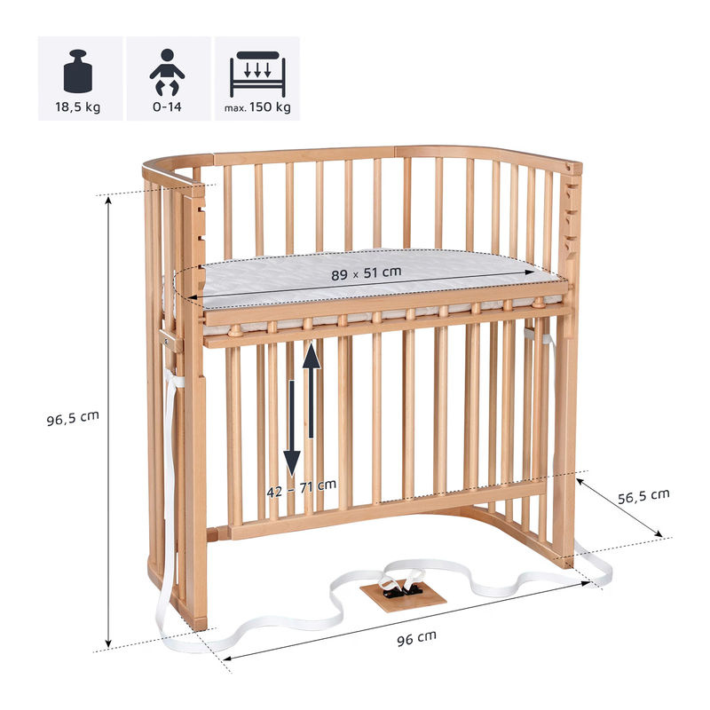 Babybay Beistellbett Boxspring Comfort Plus aus Buchenholz in Braun, B/T: 89 x 51 cm - Bild 3