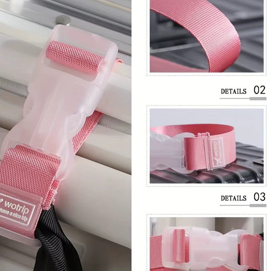 Set aus verstellbaren Gepäckgurten mit Entriegelungsschnalle in Pink und Multicolor - Bild 2