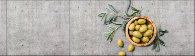MySpotti Küchenrückwand Profix Cucina in Olive und Concrete, Farbe: Olivengrün und Grau, B/H: 60 x 210 cm - Bild 1