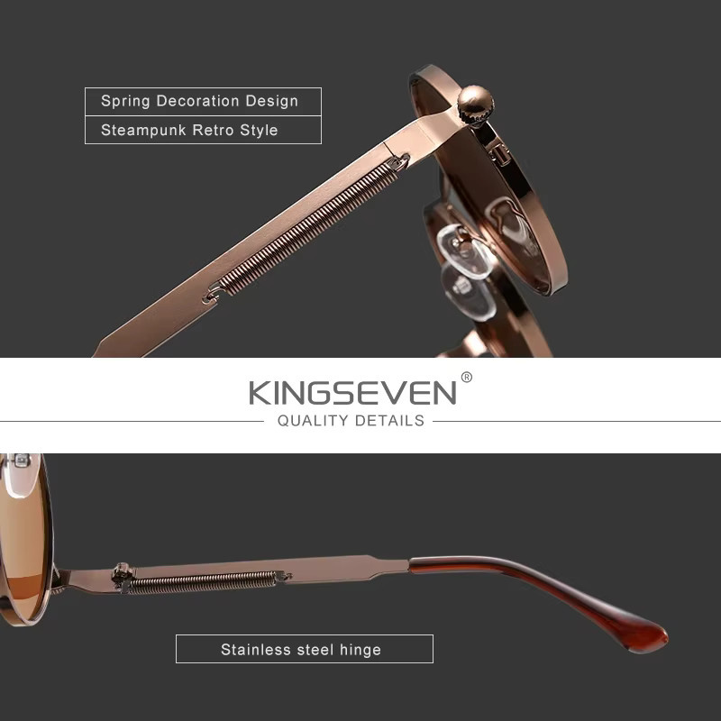 KINGSEVEN Sonnenbrille, Runde Form, Vollrand, Metall, Unisex, polarisiert - Bild 2
