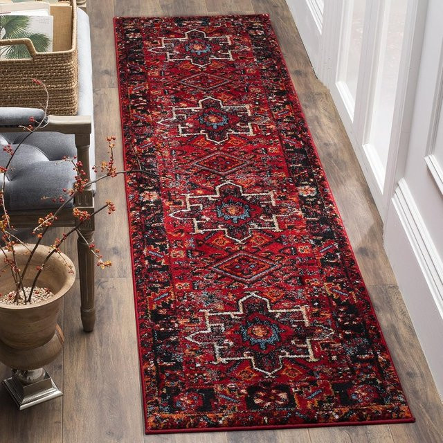 Bohemia Runner Teppich in Rot mit orientalischem Design und geometrischem Druck, rutschfest, Breite: 120 cm - Bild 1