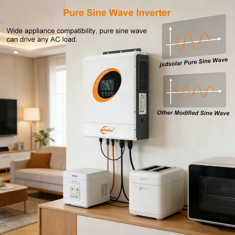 Jsdsolar Hybrid-Solarwechselrichter 12KW 48V mit MPPT-Solarladegerät und Dualem AC-Ausgang in Weiß - Bild 3