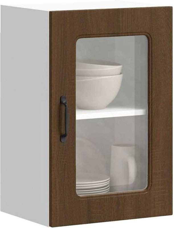 Vidaxl Küchen-Hängeschrank Kalmar mit Glastür in Braun Eichen-Optik - Bild 1