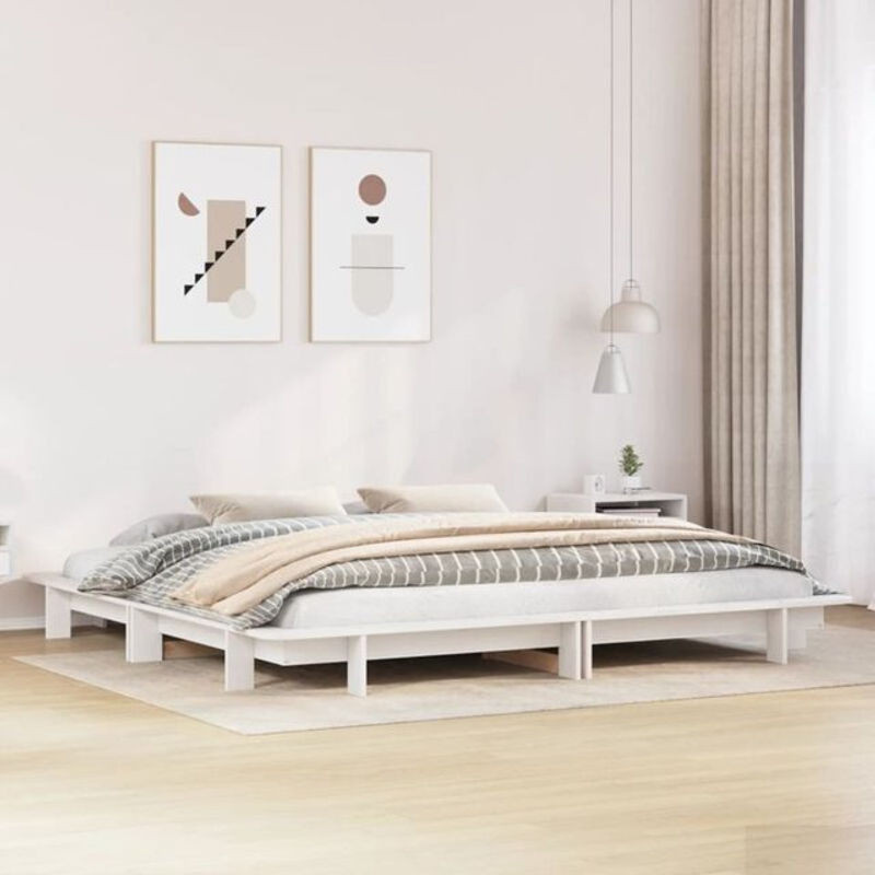 Massivholzbett aus Kiefer in Weiß von vidaxl, Landhausstil und minimalistisches Design, B/T/H: 180 x 200 cm - Bild 1