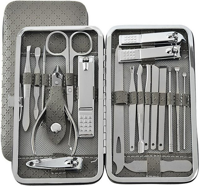 TPFBeauty Maniküre- & Pediküre-Set, 19-teilig, Grau, Unisex - Bild 1