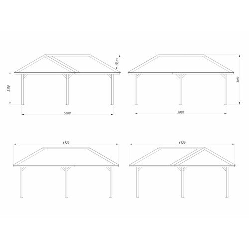 PALMAKO Pavillon Bianca Set in Braun, B/H/T: 588 x 319 x 588 cm - Bild 2