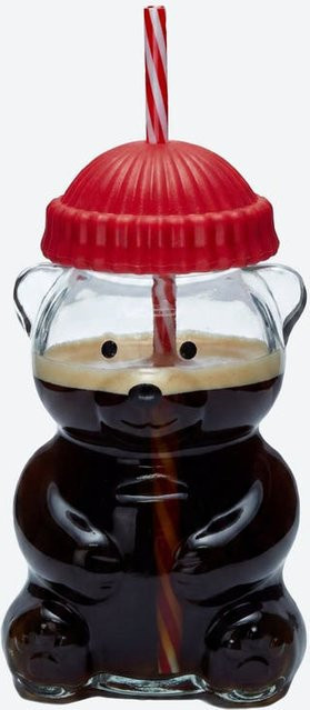 NKD Trinkbecher im Bärendesign aus Glas, rot und transparent, 590 ml - Bild 1