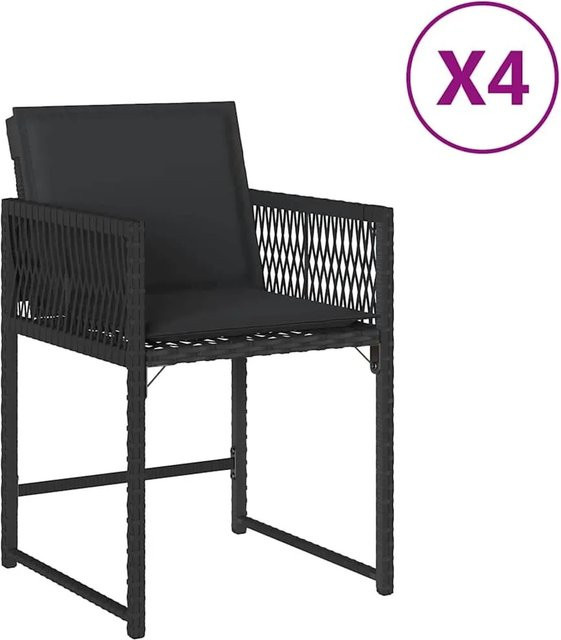 Klappbarer Gartenstuhl von Furnicato aus schwarzem PE-Rattan mit Kissen, B/T/H: 50,5 x 54 x 79 cm - Bild 1