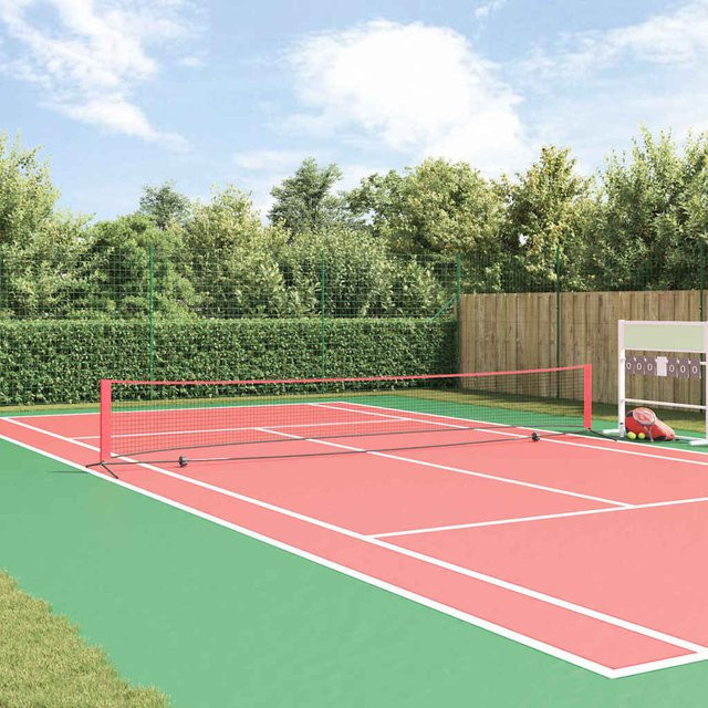 vidaXL Tennisnetz Schwarz und Rot aus Polyester, B/H/T: 595 x 90,5 x 87 cm - Bild 2