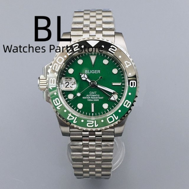 BLIGER Armbanduhr, Automatik, Edelstahl, Keramik, Grün, Schwarz, 40 mm, Herren - Bild 1