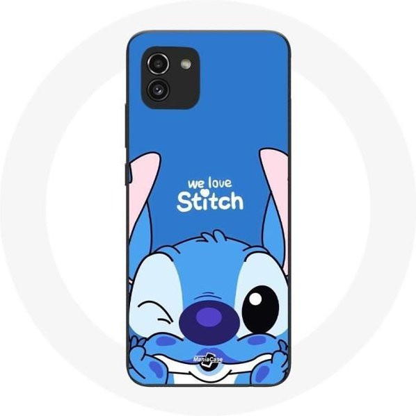 Samsung Galaxy A03 Silikon Hülle mit Stitch Motiv in Blau Schwarz - Bild 1