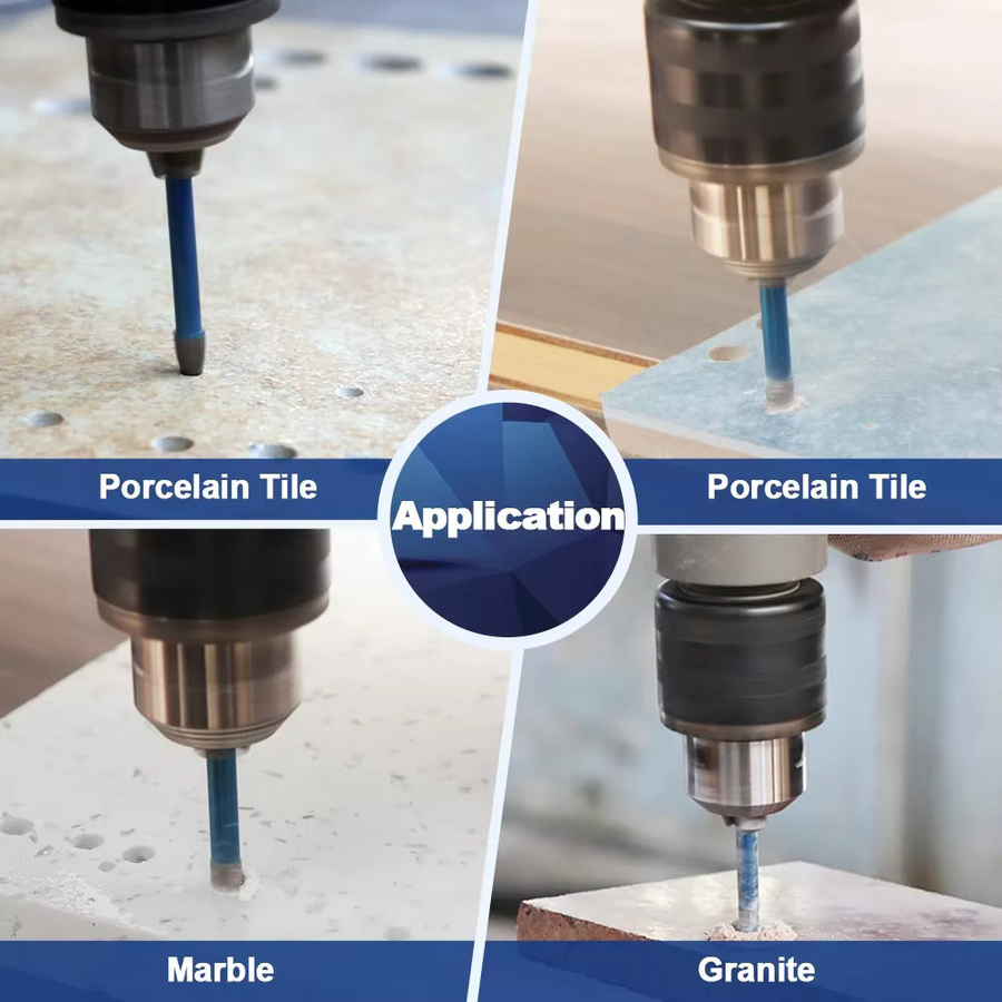 BRSCHNITT Trockenbohrer-Set 10 Stück mit 6 mm Rundschaft für Porzellanfliesen, Keramik, Stein und Granit in Blau - Bild 3