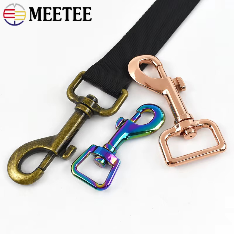 Meetee Metall-Schnallen für Schlüsselanhänger und Hundehalsbänder, drehbare Karabinerhaken aus Stahl, DIY-Zubehör in Silber und Multicolour, 15mm/20mm/25mm - Bild 2