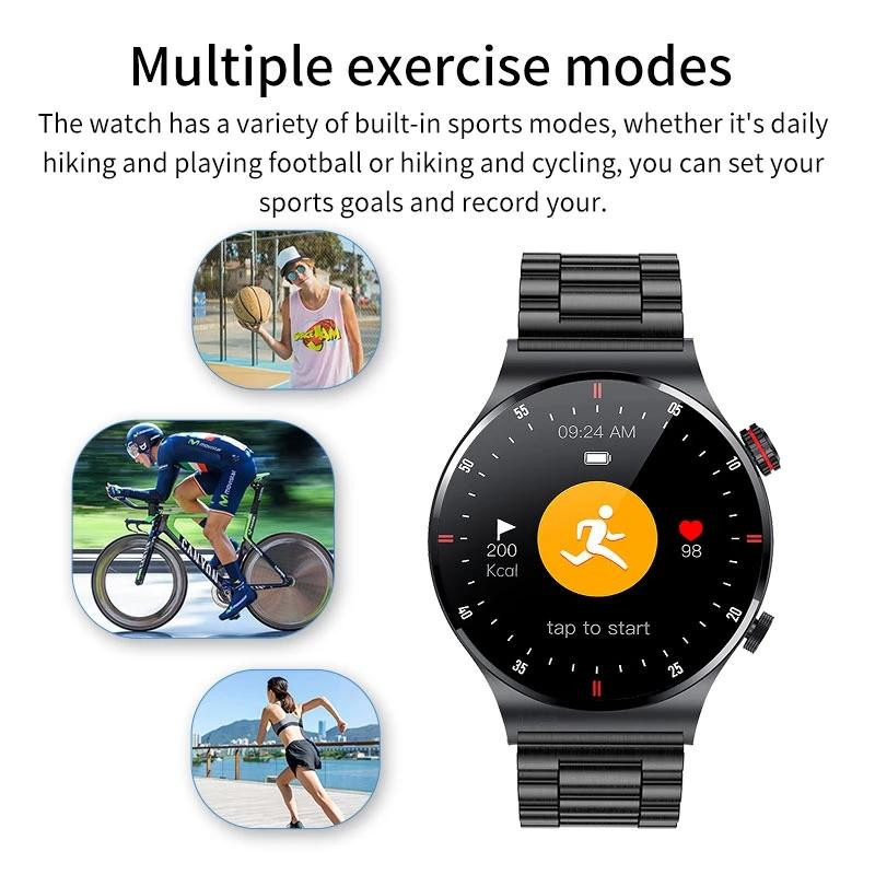 LIGE Smartwatch, Bluetooth, Lederarmband, Schwarz, Herren - Bild 7