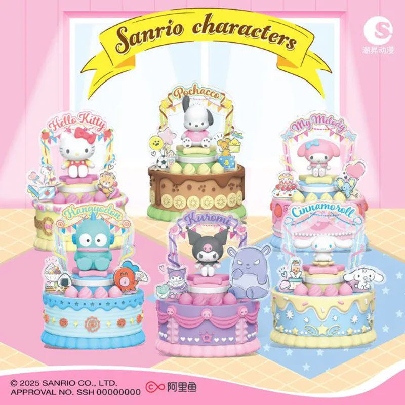 Sanrio Sweet Bakery Cake Blind Box Figur mit Sound und Licht, mehrfarbige Hello Kitty und Kuromi Actionfiguren aus Kunststoff zur Dekoration - Bild 1