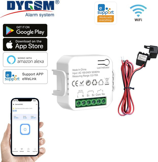 Ewelink Smart WiFi Energiezähler in Weiß – Bidirektionaler 1-Wege-Unterbrecher-Schalter mit App-Monitor und solarbetriebenem Stromverbrauch-Monitor - Bild 1