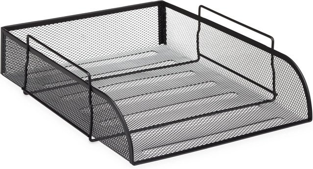 Relaxdays Dokumentenablage aus Metall für A4, Schwarz, Stapelbar, B: 33,5 cm, T: 26 cm, H: 8,5 cm - Bild 1