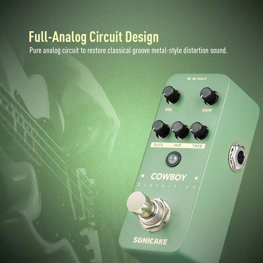 SONICAKE Cowboy Distortion QSS-25 High Gain Gitarreneffektpedal in Grün mit zwei Modi - Bild 2