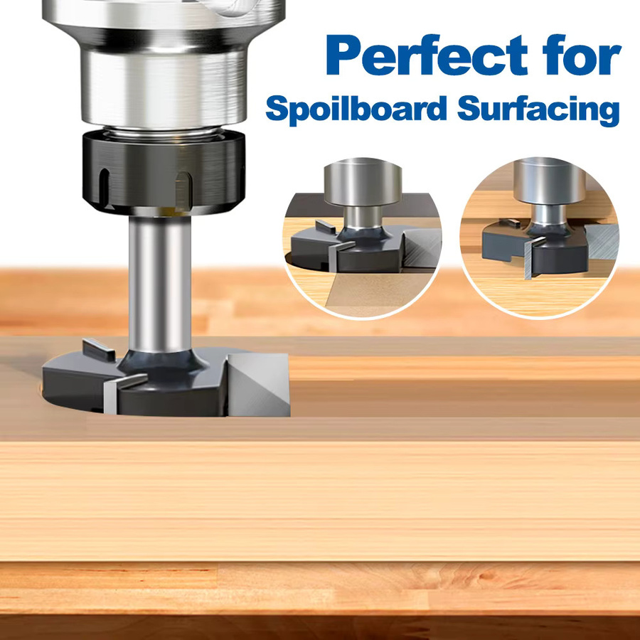 CMCP Spoilboard Surfacing Router Bit Plattenabflachungsfräser mit 1/2 Zoll Schaft in Silber für Holz - Bild 3