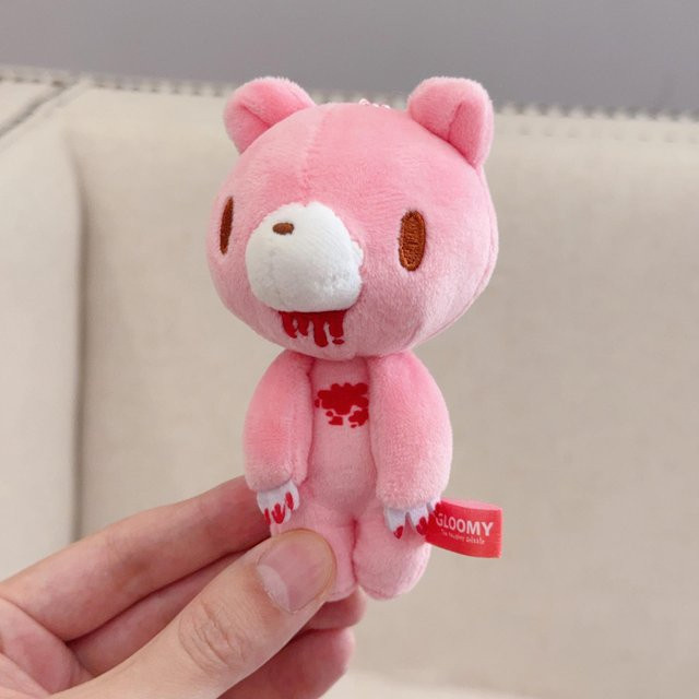 Yiran toy Kawaii Blutrünstiger Bär, Schlüsselanhänger, Plüschtier, Rosa, ab 14 Jahren - Bild 1
