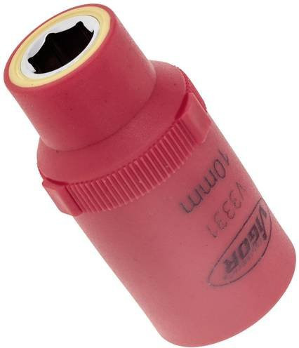 Vigor VDE-Steckschlüsseleinsatz V3331 mit 10 mm Außensechskant und 1/2 Zoll Innenvierkant Antrieb, Farbe: Rot - Bild 1