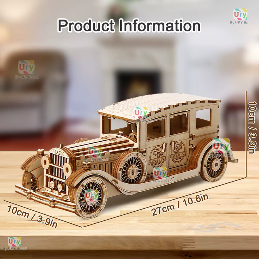 Ury 3D Holzpuzzle Retro Oldtimer, Holzpuzzle, Fahrzeuge - Bild 2