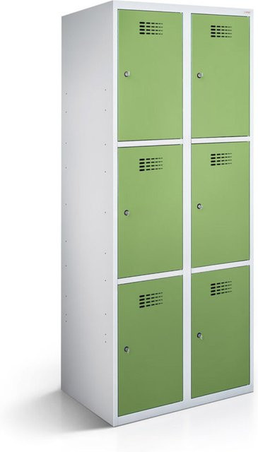 rotstahl Fächerschrank mit 6 Fächern in Hellgrün und lichtgrauem Korpus, B/T/H: 60 x 50 x 180 cm - Bild 1