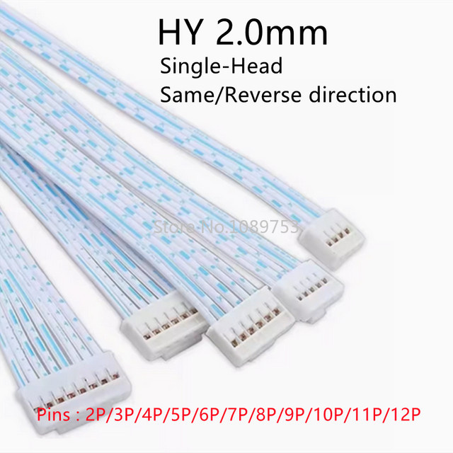 5er Set HY 2,0mm Pitch Stecker in Blau und Weiß mit 20 cm Kabellänge für 2 bis 12 Pin Konfigurationen - Bild 1