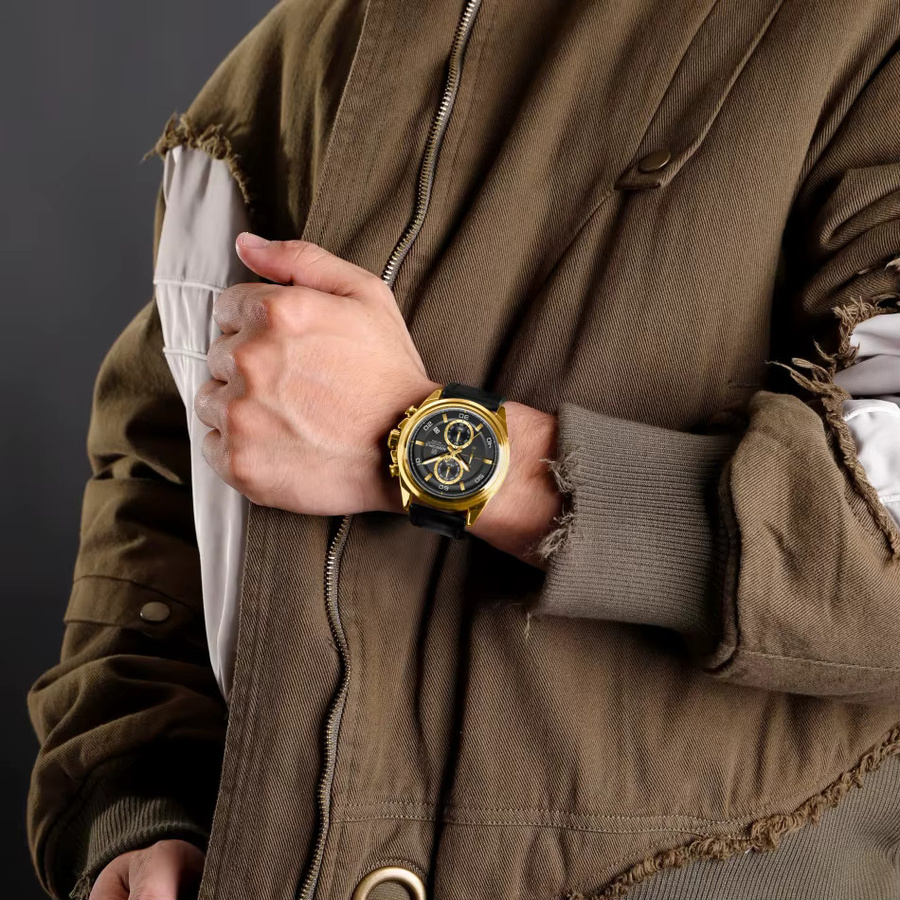 NAVIFORCE Armbanduhr, Quarz, Leder, Legierung, Schwarz, Gold, Herren - Bild 4