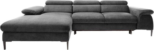 Vente-unique Schlafsofa Sepina in Anthrazitgrau mit L-Form und Samtbezug, Breite: 288 cm - Bild 1
