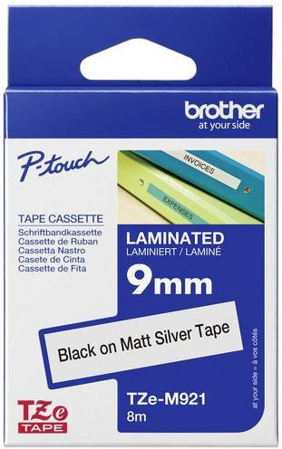 Brother TZe-M921 Beschriftungsband Silber matt mit schwarzer Schrift, Breite: 9 mm, Länge: 8 m - Bild 1