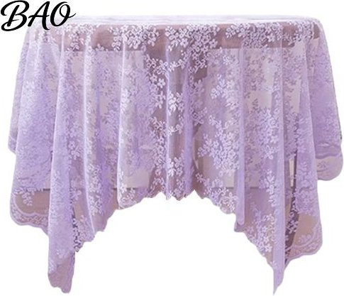 Florale Spitzen-Tischdecke von baozhaocai in Violett, faltenfreie und fleckenabweisende Retro-Tischdecke für Hochzeiten und Esstische aus Polyester - Bild 1