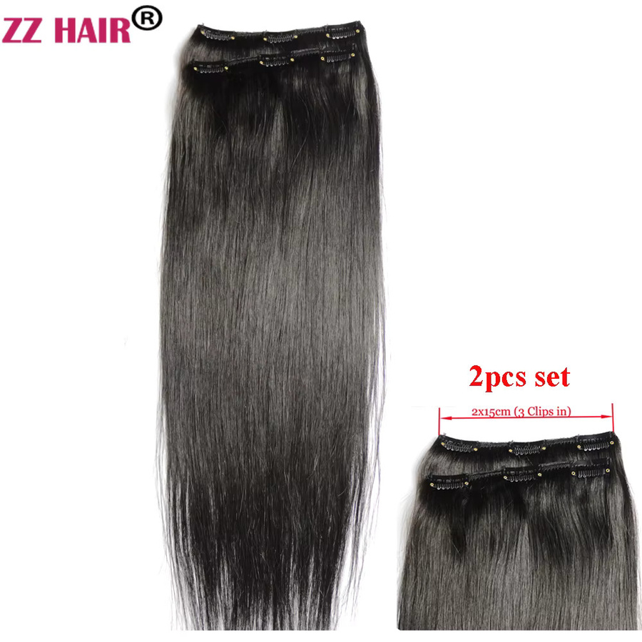 ZZHAIR Echthaar-Remy-Haarverlängerungen, 2-teiliges Set, glatt - Bild 2
