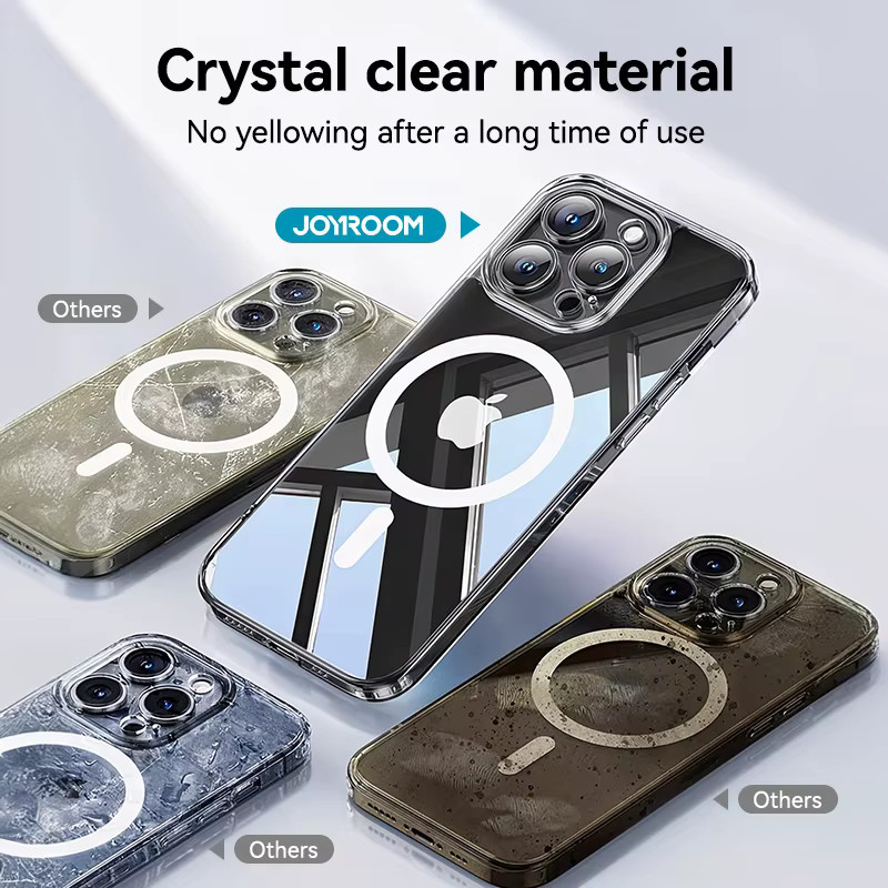 Joyroom Magnetische Hülle für iPhone 16 Pro Max und iPhone 15 Pro, transparente Magnetabdeckung mit kabelloser Ladefunktion und Anti-Gelb-Effekt - Bild 5