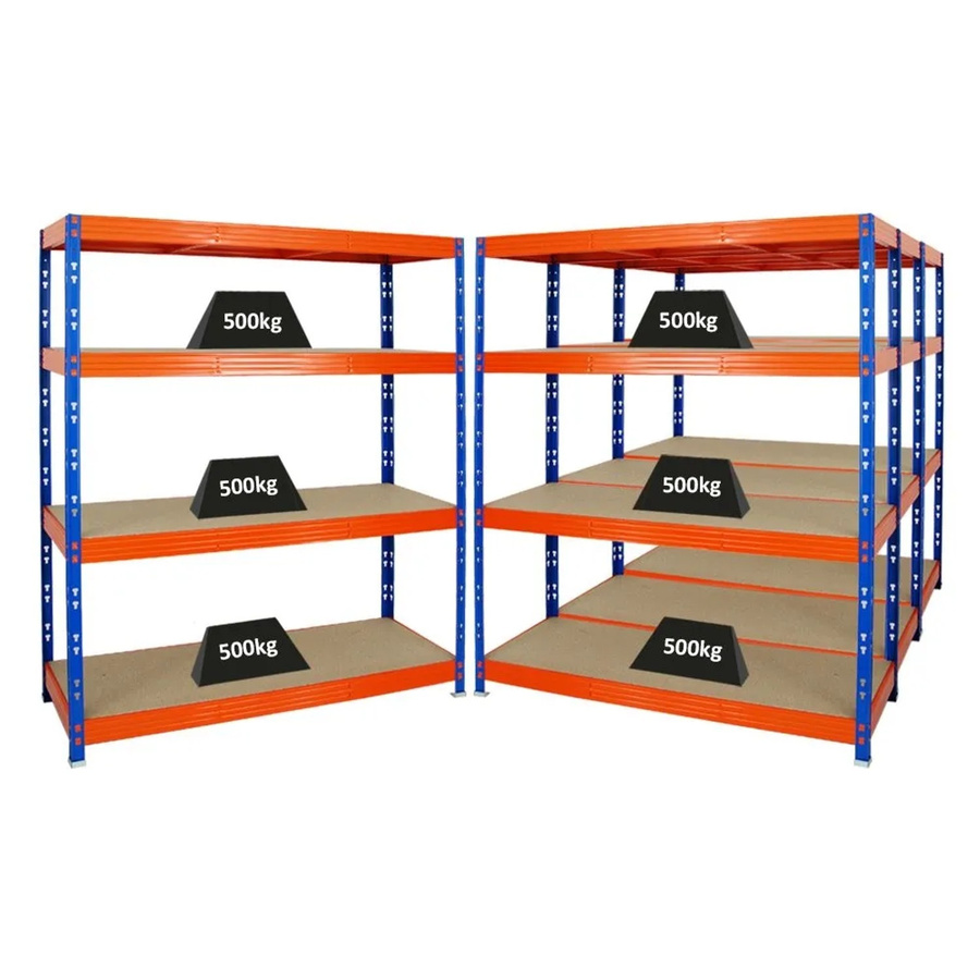 PROREGAL Rhino Schwerlastregal Set mit 4 Regalen, Blau-Orange, H x B x T: 180 x 160 x 60 cm, 4 MDF-Ebenen, 500 kg Fachlast - Bild 2