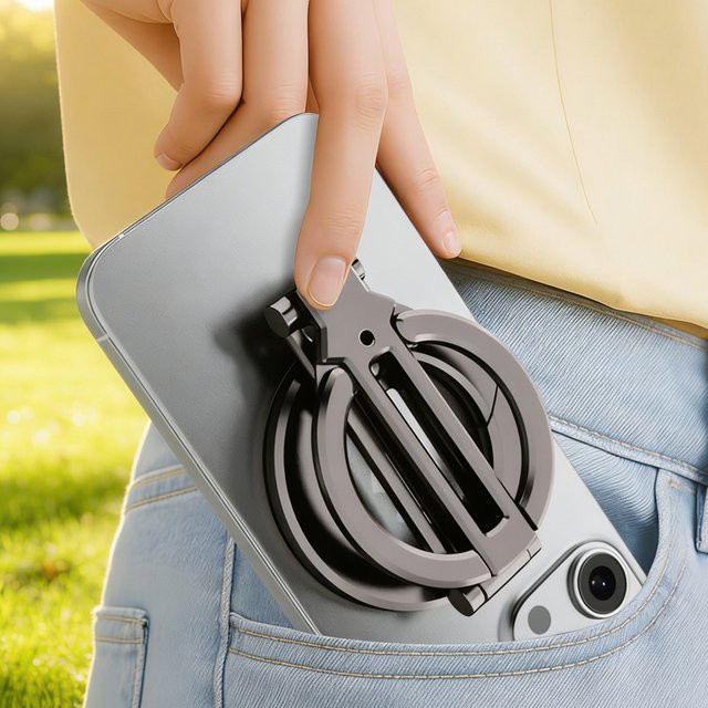 WSSHE Magnetischer Telefonhalter für MagSafe, Faltbarer Handyständer für Schreibtisch und Fitness in Schwarz, Kompatibel mit iPhone 17 16 Pro und Samsung - Bild 1