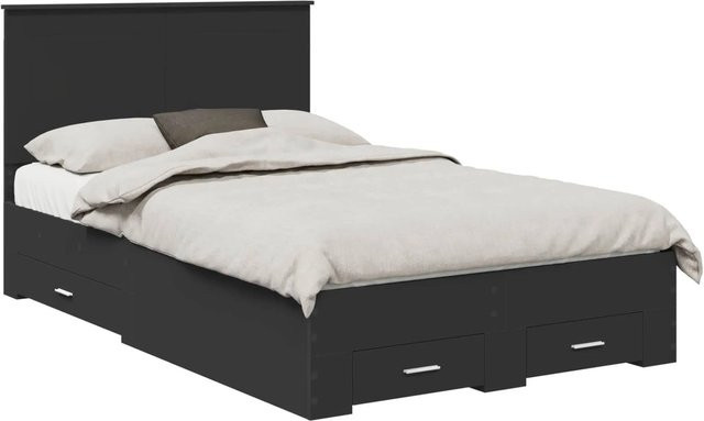 vidaXL Bettrahmen mit Kopfteil und Schubladen in Schwarz aus Holzwerkstoff, B/T/H: 135 x 190 x 138 cm - Bild 1