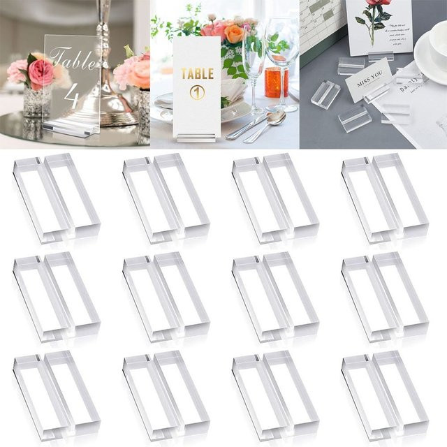 Transparentes Acryl Karten-Display für den Schreibtisch mit Clips und Halter für Fotos oder Tischnummern - Bild 1