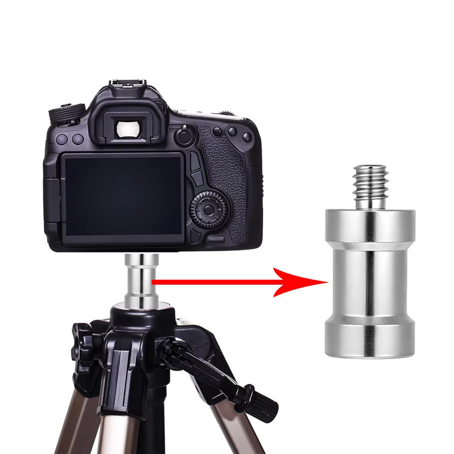 EXSKOF Aluminium Schraubadapter Konverter 1/4 auf 3/8 Zoll Gewindeanschluss in Silber für GoPro Insta360 DJI Kamera Stativ und Blitzlichtständer - Bild 2