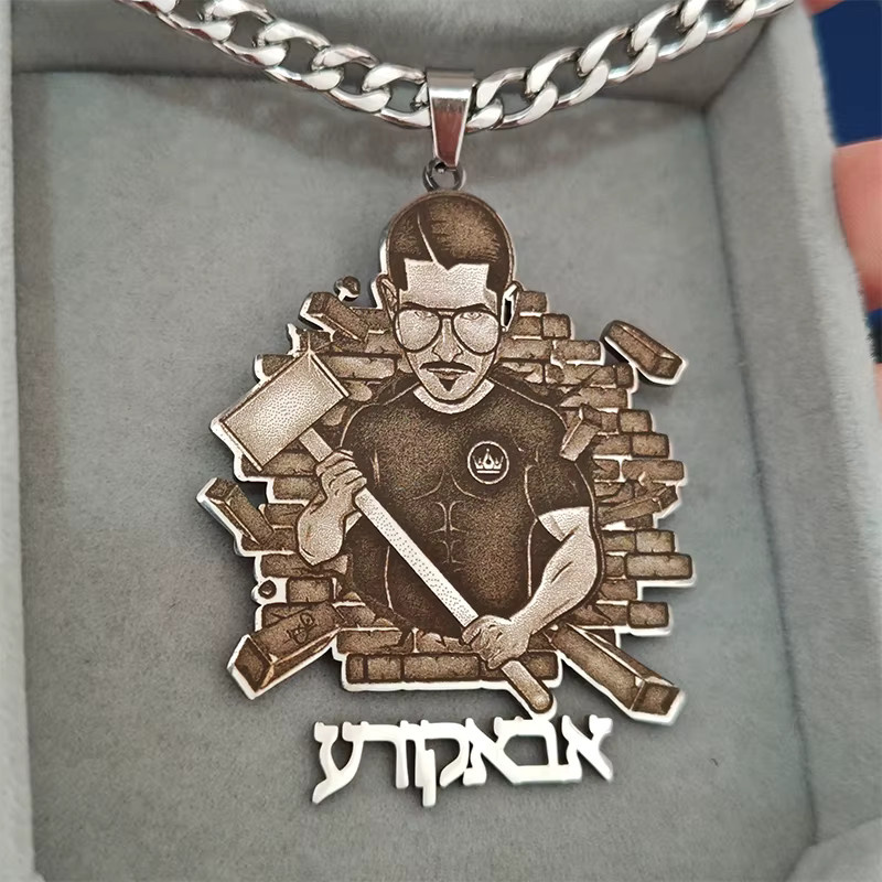 Stylisteel Halskette, Edelstahl, Silber, Unisex, mit Logo und Text-Anhänger - Bild 2