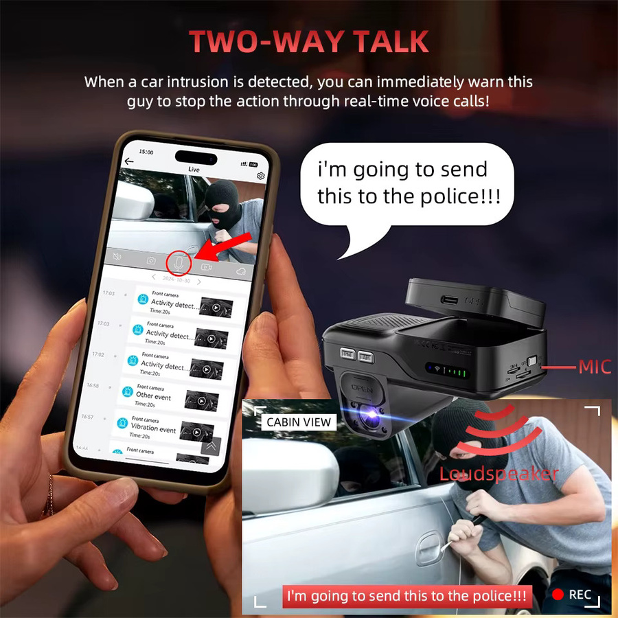 E-ACE 4G LTE DashCam mit GPS Tracking und Live-View für Vorne und Innen in Schwarz - Bild 2