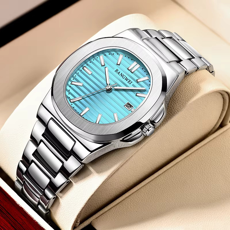 BANGWEI Chronograph, Quarz, Edelstahl, Blau, Herren - Bild 2