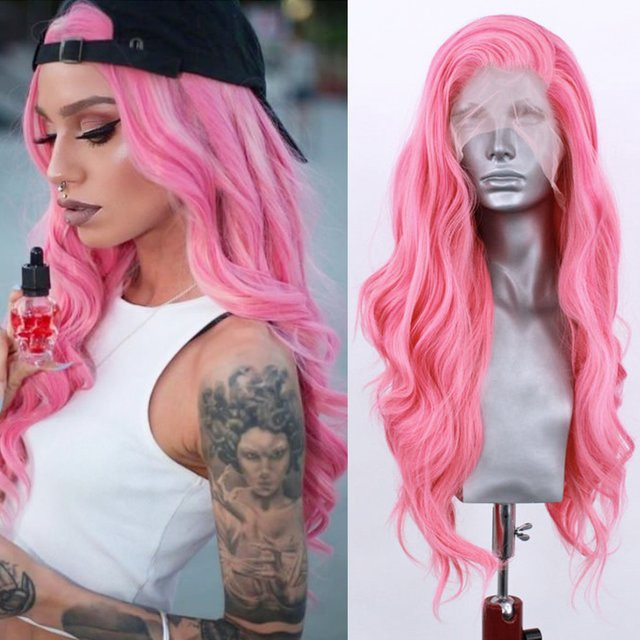 Aimeya Perücke rosa, synthetisch, Damen - Bild 1