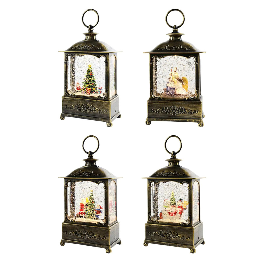 Kesoto Weihnachtliche Spieluhr Laterne in Rot und Gold, batteriebetriebenes rotierendes Nachtlicht aus Metall als dekoratives Ornament für dein Zuhause - Bild 2