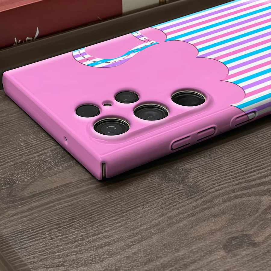Glänzende doppelschichtige Rückseiten-Handyhülle Pink Cloud Stripes für Samsung Galaxy S25 Ultra, S24 und S23 Ultra Plus - Bild 4