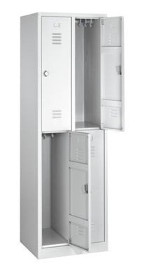 BIGBOXX Spind Doppelstock Basic in Weiß aus Metall mit Schwenktüren und Kleiderstange - Bild 1