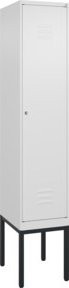 C+P Spind Classic PLUS Garderobenschrank mit 1 Abteil, Stahlkonstruktion, Zylinderschloss und 4 Garderobenhaken, Farbe: Grau, H x B x T: 212 x 40 x 50 cm - Bild 1