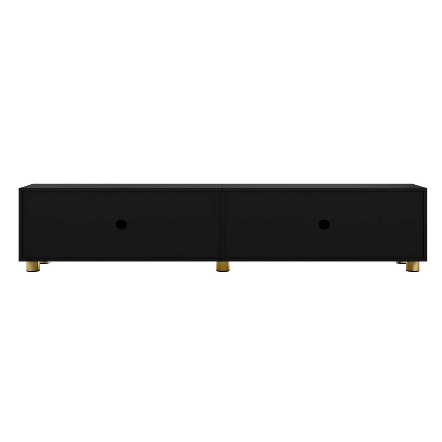 Merax TV-Schrank Lowboard Bogenrelief in Schwarz mit 4 Türen und Metallfüßen, B/T/H: 180 x 40 x 35 cm - Bild 2