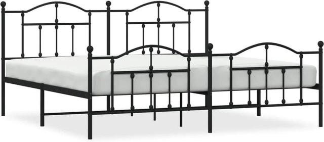 vidaXL Bettgestell aus Metall mit Kopf- und Fußteil in Schwarz, B/T: 200 x 200 cm - Bild 1