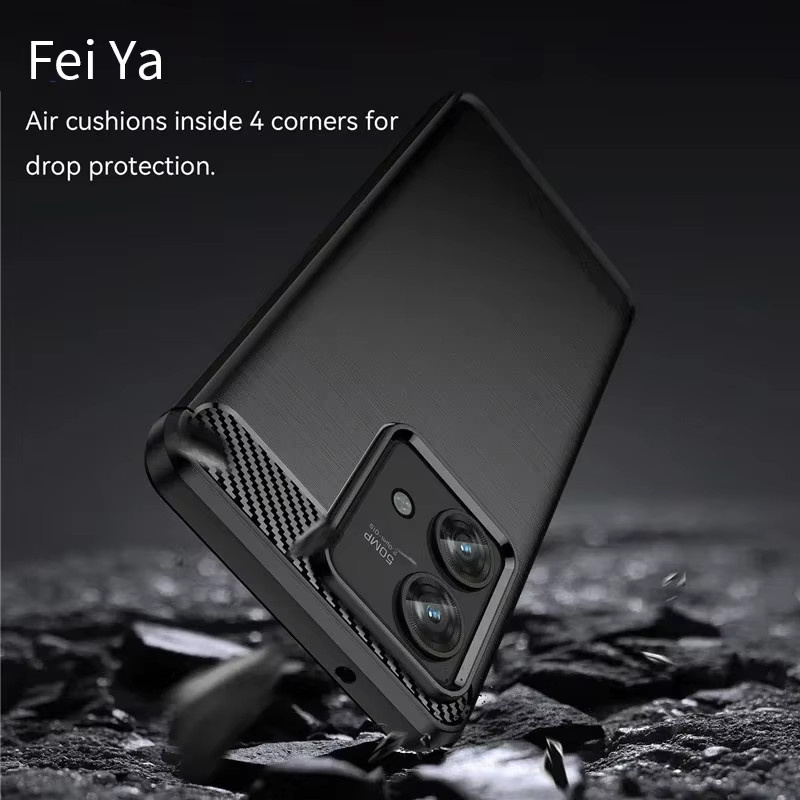 Motorola Edge X50 Fusion Soft TPU Cover mit Kohlefaser-Textur in Schwarz und Rot - Bild 3
